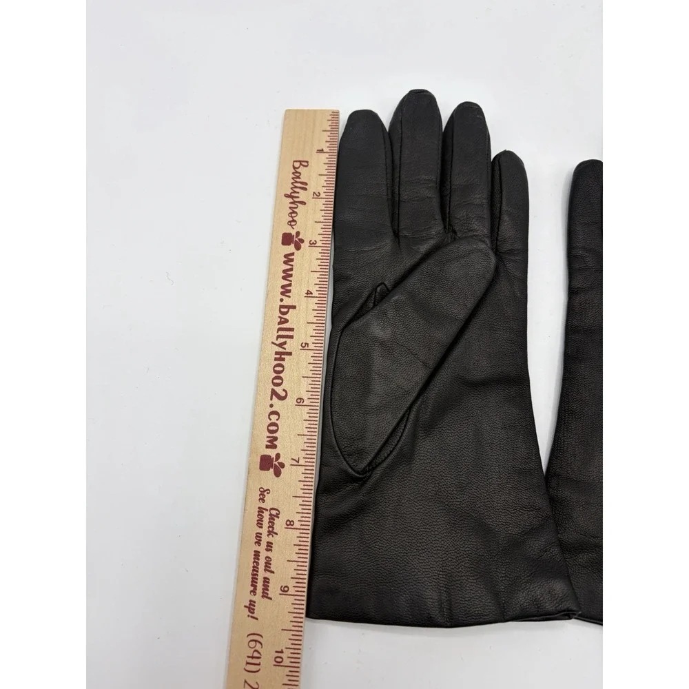 FOWNES BROTHERS Black Leather Cashmere Lined Gloves Size 8 (Medium)